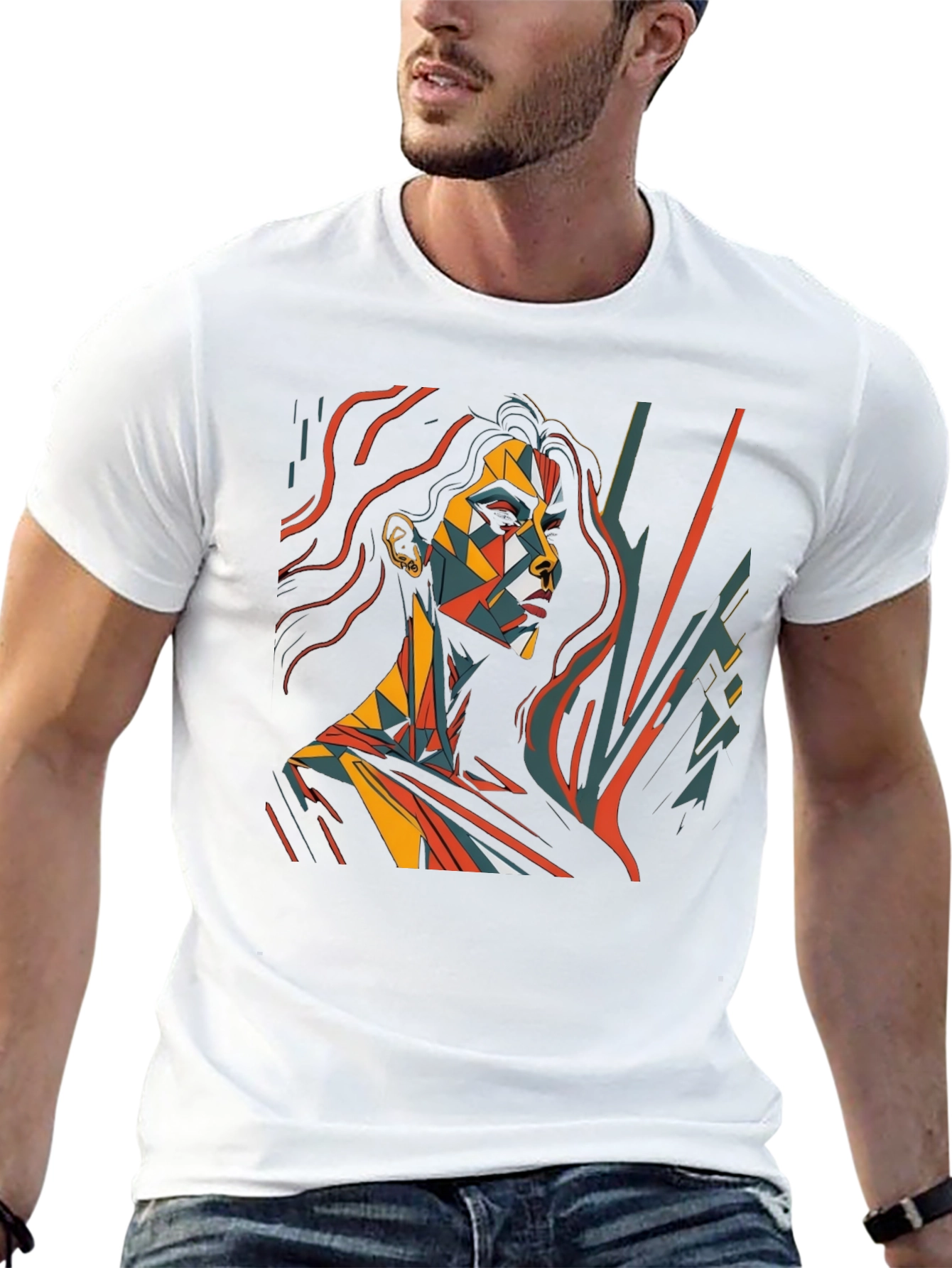 Geometric Art Womens Graphic Tee - Black