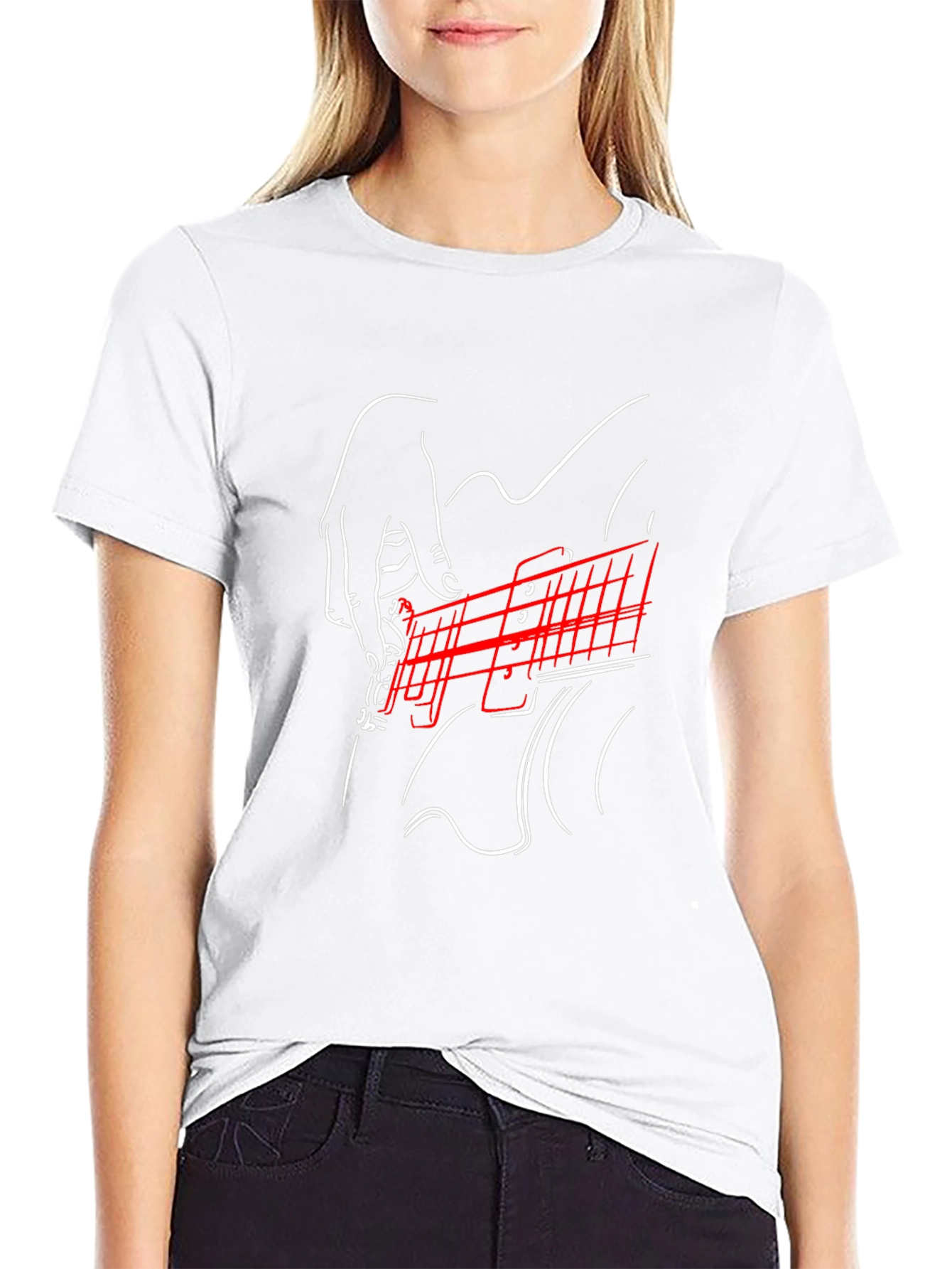 Guitar Graphic Print Black Tee