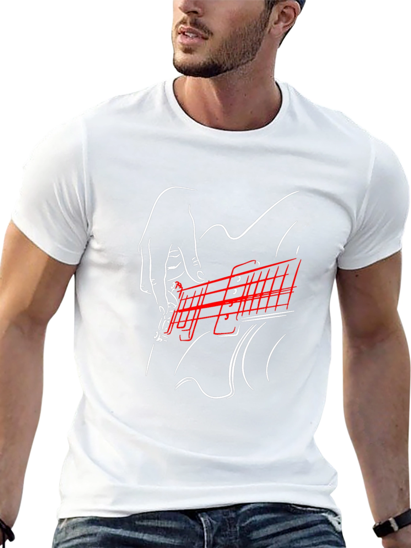 Guitar Graphic Print Black Tee