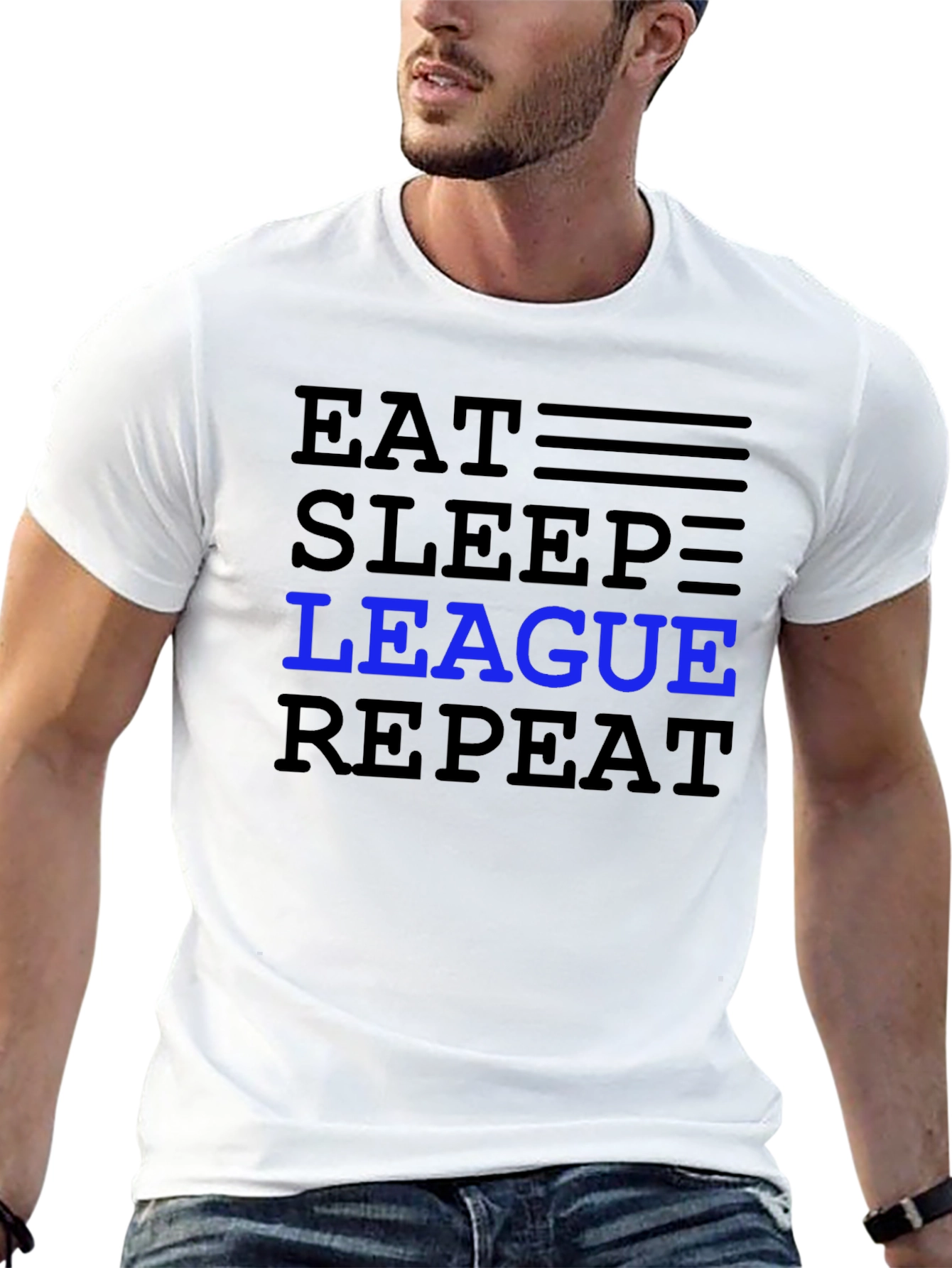 Eat Sleep League Repeat Black T-Shirt