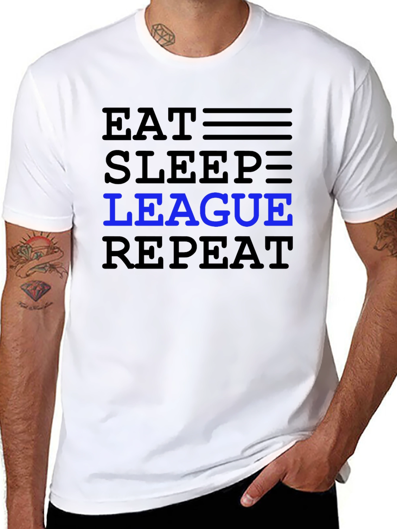Eat Sleep League Repeat Black T-Shirt