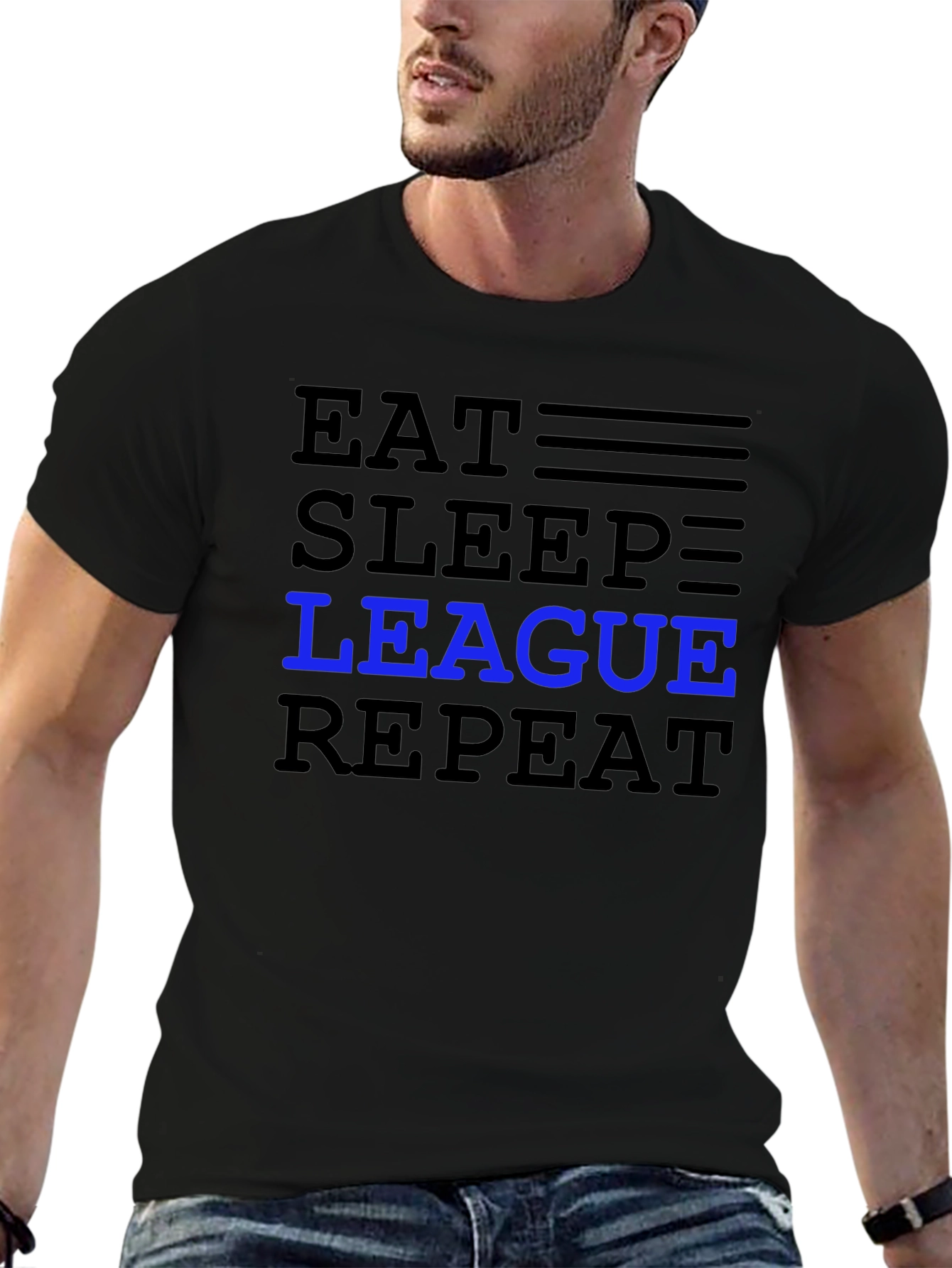 Eat Sleep League Repeat Black T-Shirt