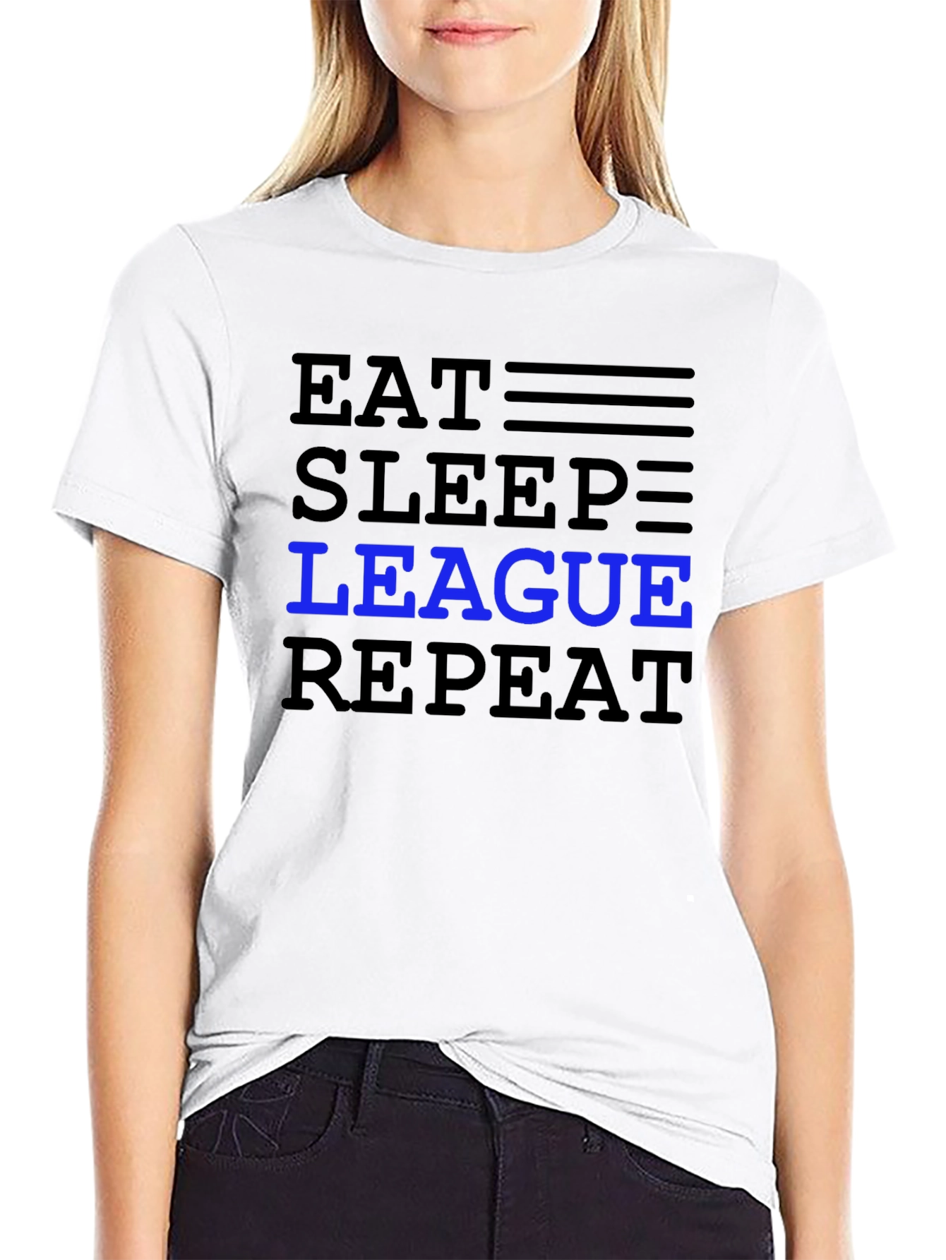 Eat Sleep League Repeat Black T-Shirt