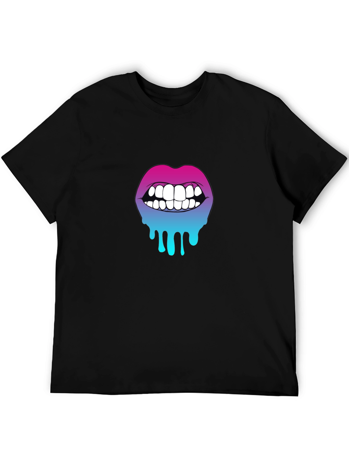 Gradient Dripping Lips Graphic Tee - Trendy & Unique