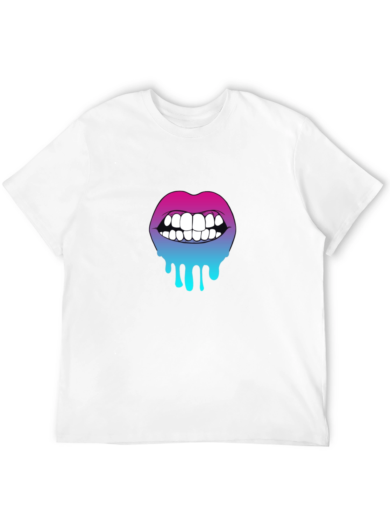 Gradient Dripping Lips Graphic Tee - Trendy & Unique