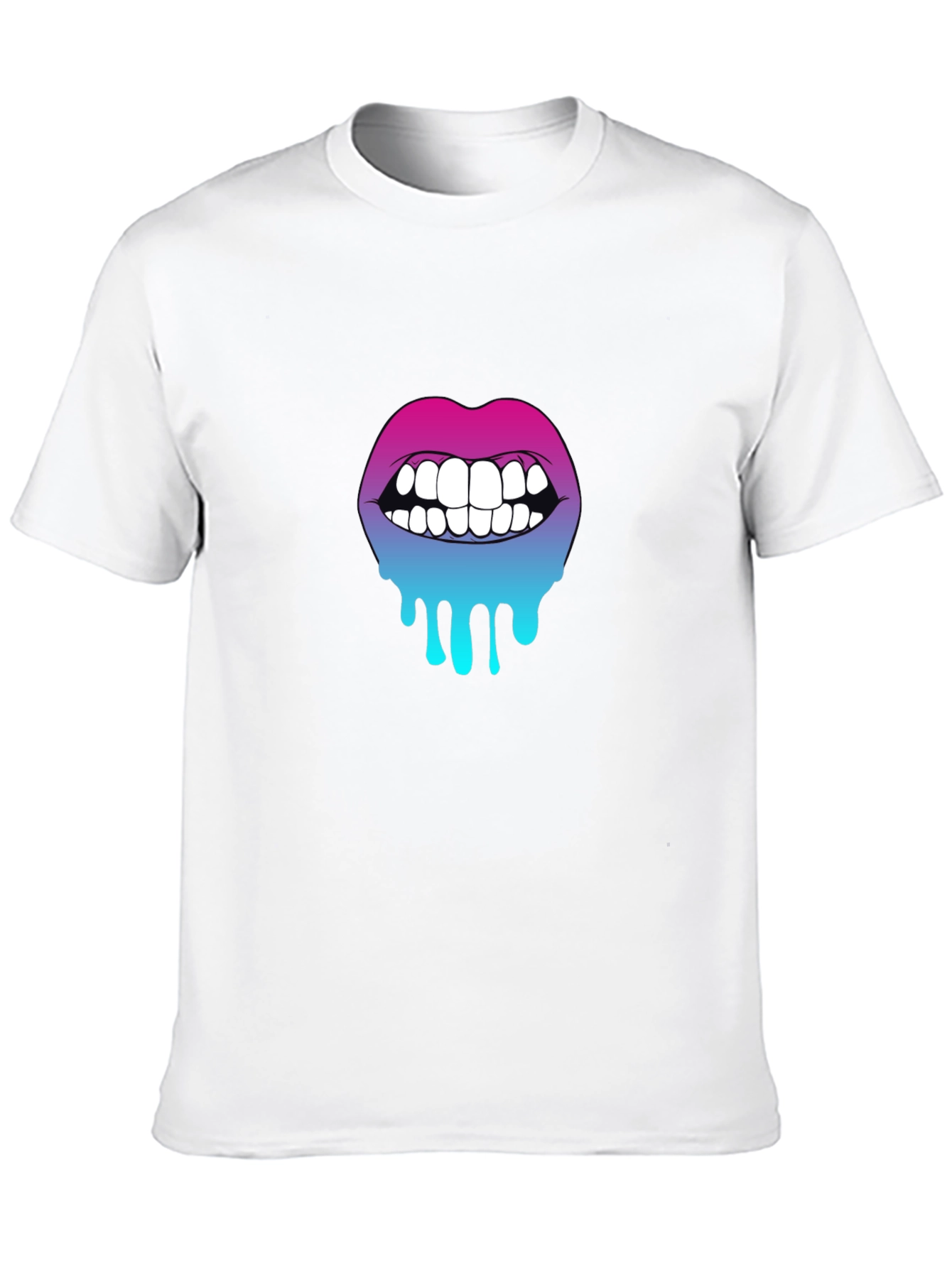 Gradient Dripping Lips Graphic Tee - Trendy & Unique