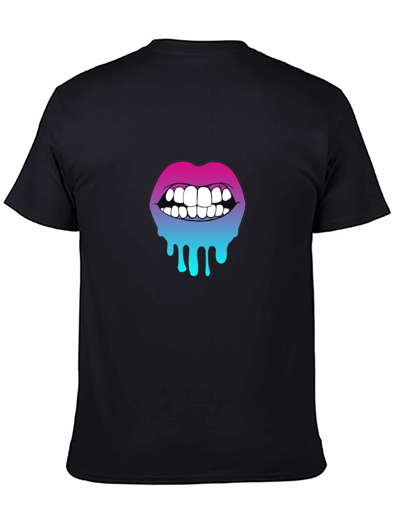 Gradient Dripping Lips Graphic Tee - Trendy & Unique