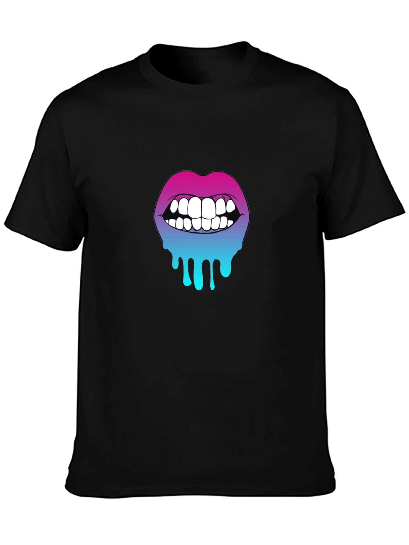 Gradient Dripping Lips Graphic Tee - Trendy & Unique