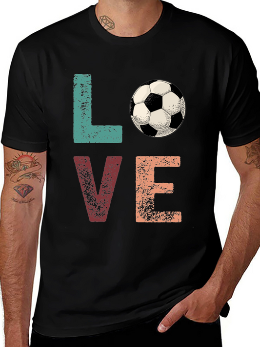 Love Soccer Graphic Tee - Black Cotton Shirt