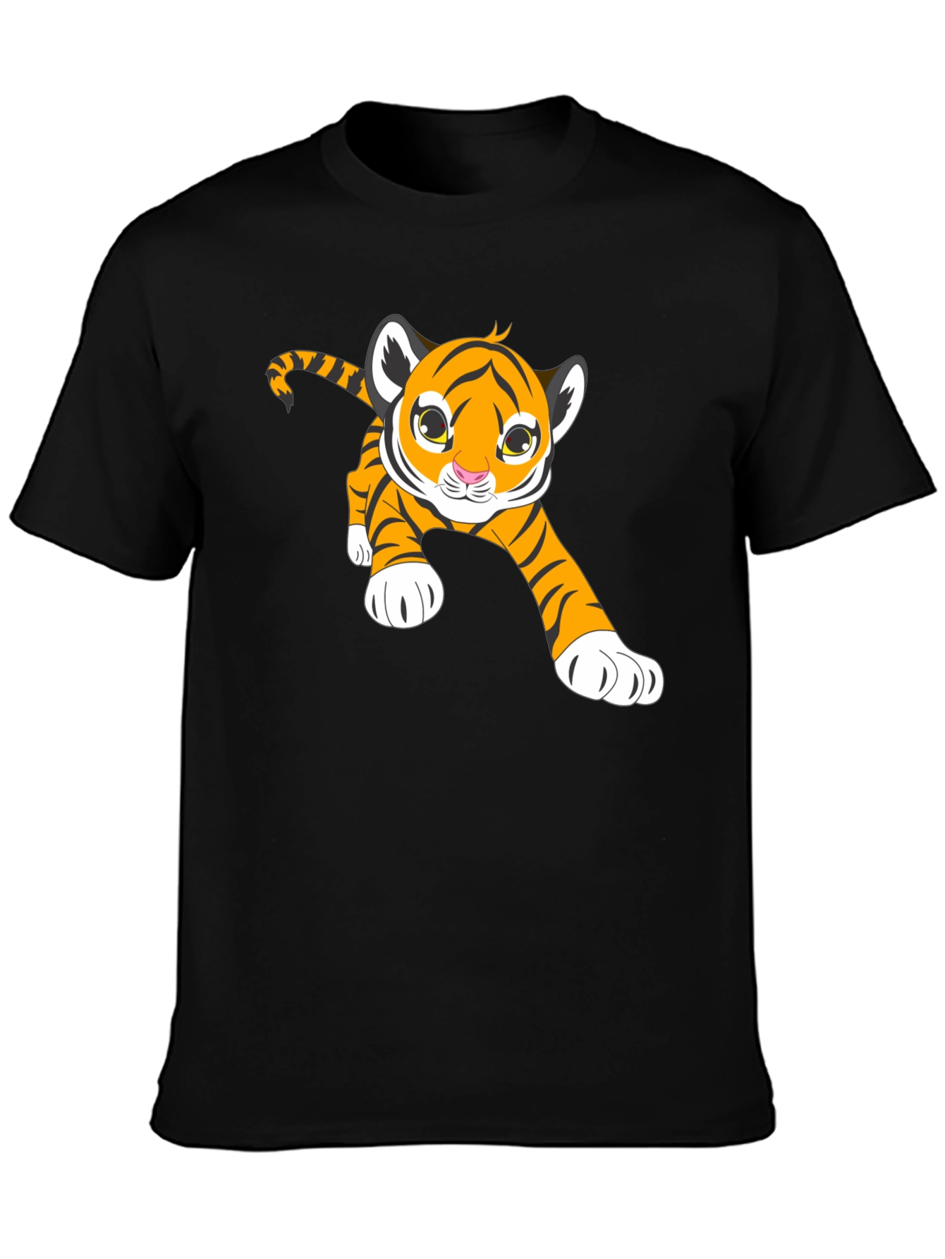 Cute Tiger Cub Graphic T-Shirt - Black