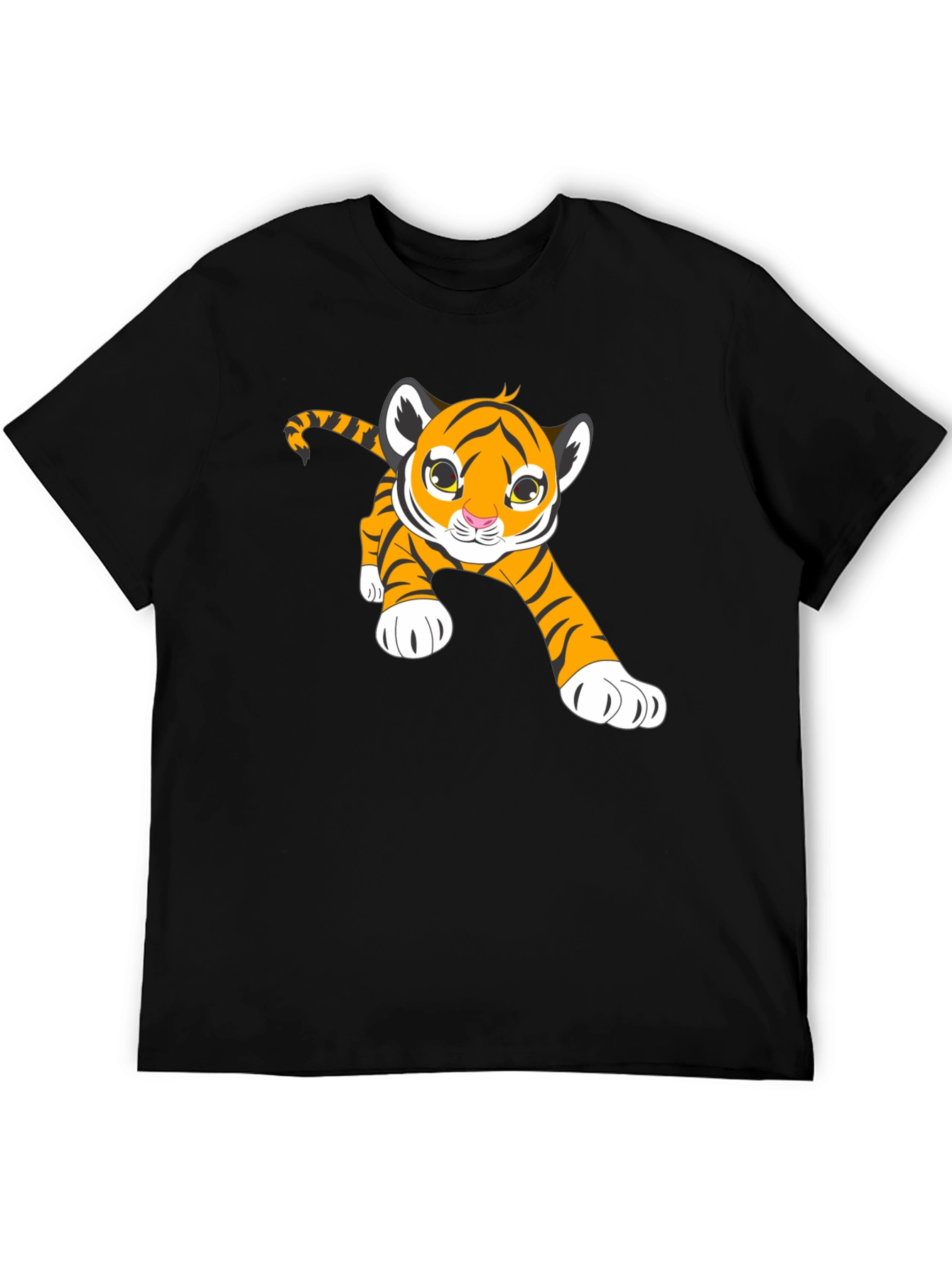 Cute Tiger Cub Graphic T-Shirt - Black