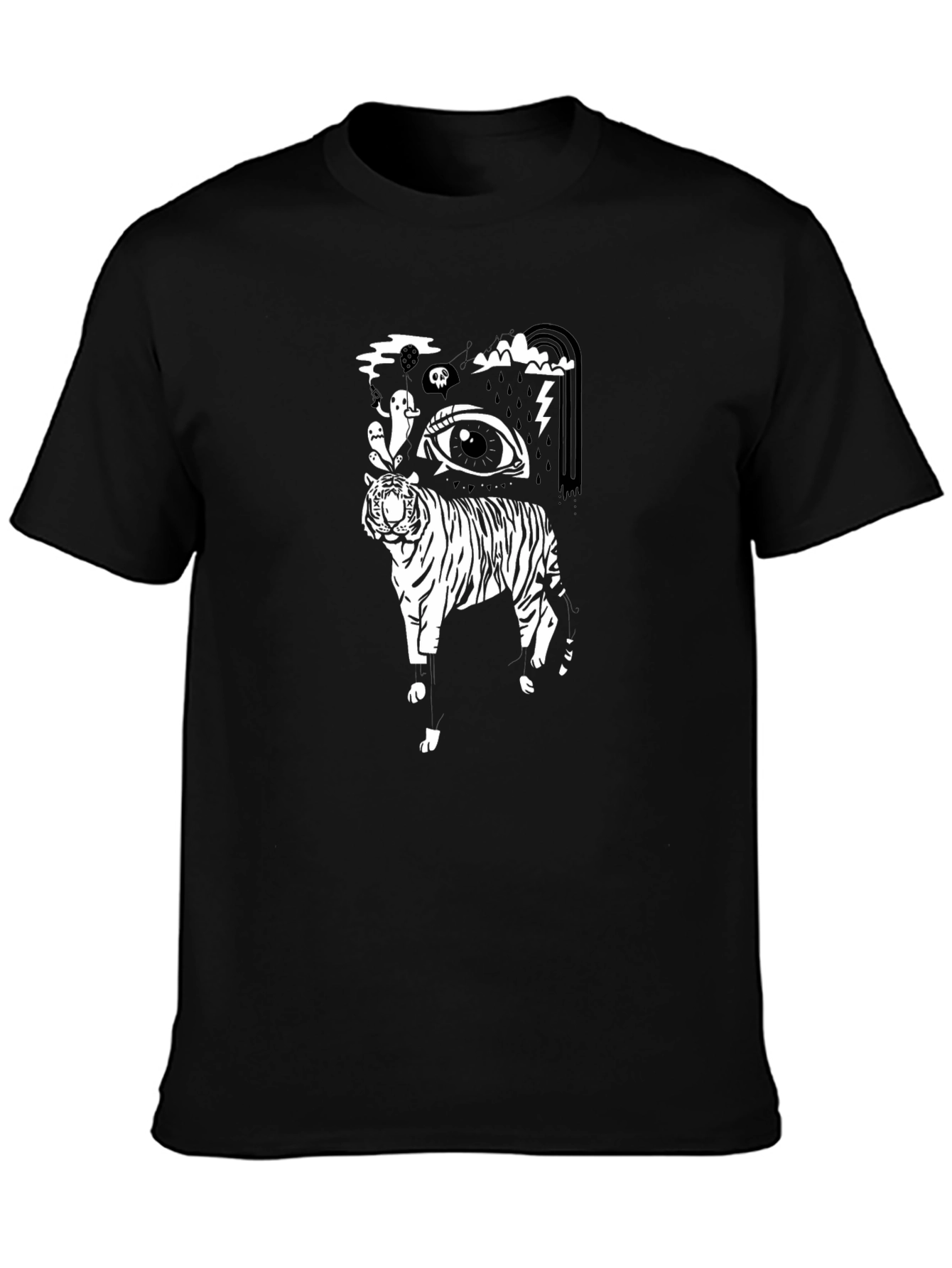 Black T-Shirt with Tiger Eye Graphic