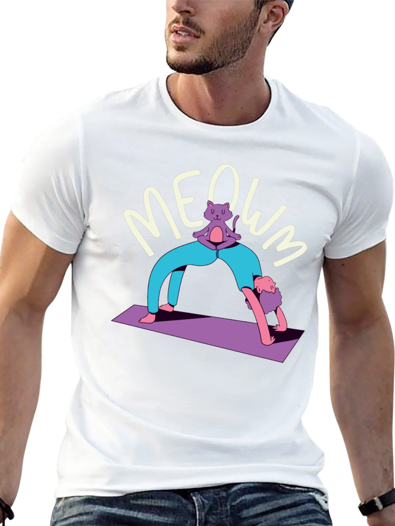 Yoga Cat MEOWM T-Shirt - Funny Workout Tee