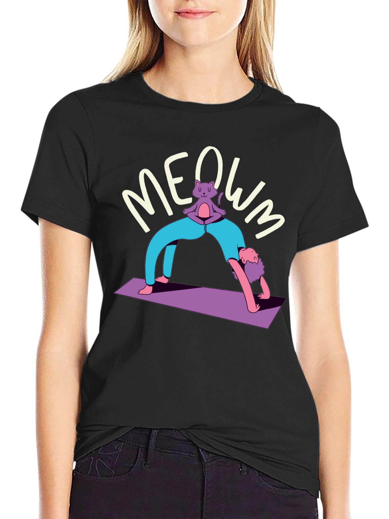 Yoga Cat MEOWM T-Shirt - Funny Workout Tee