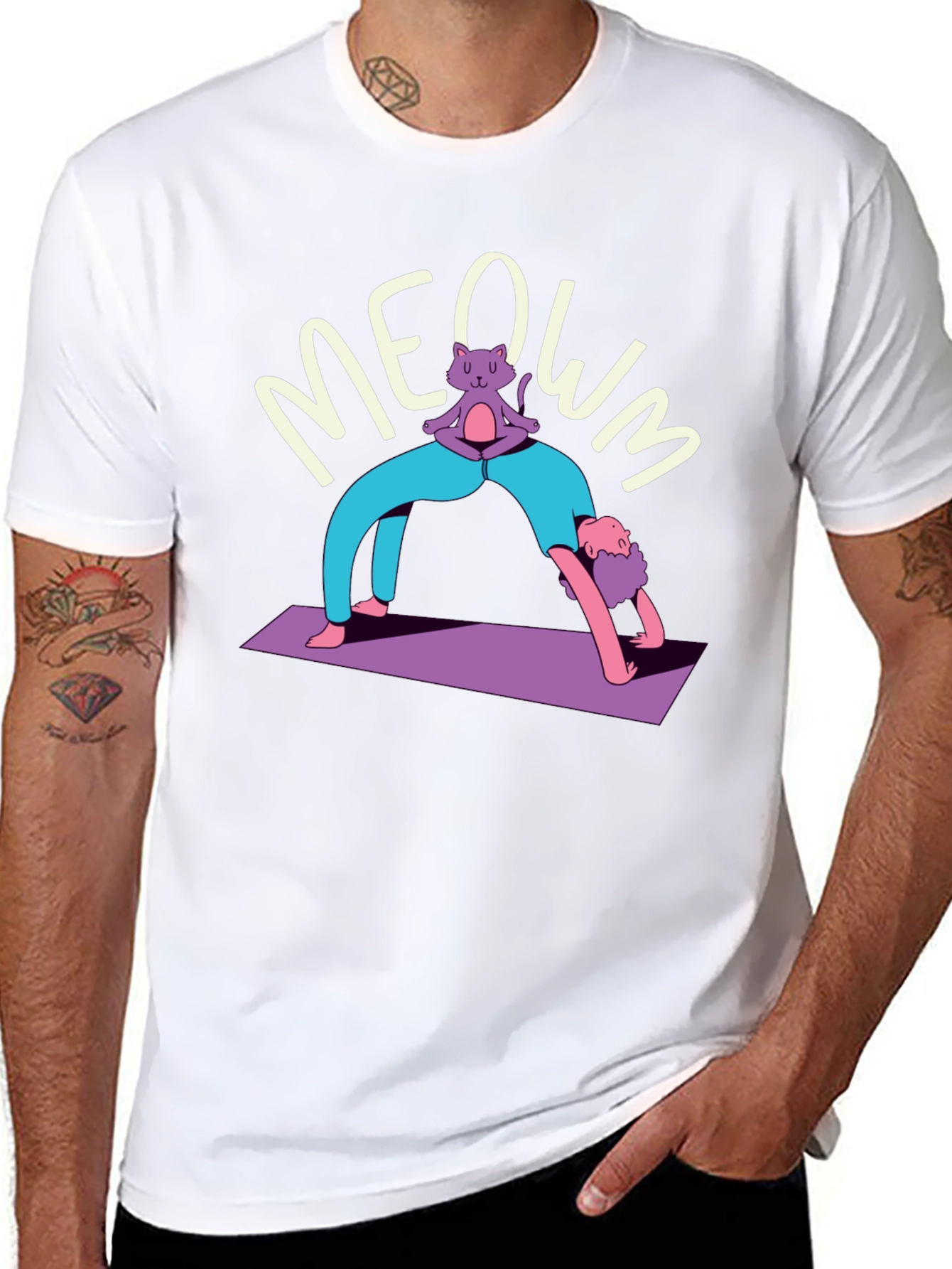 Yoga Cat MEOWM T-Shirt - Funny Workout Tee