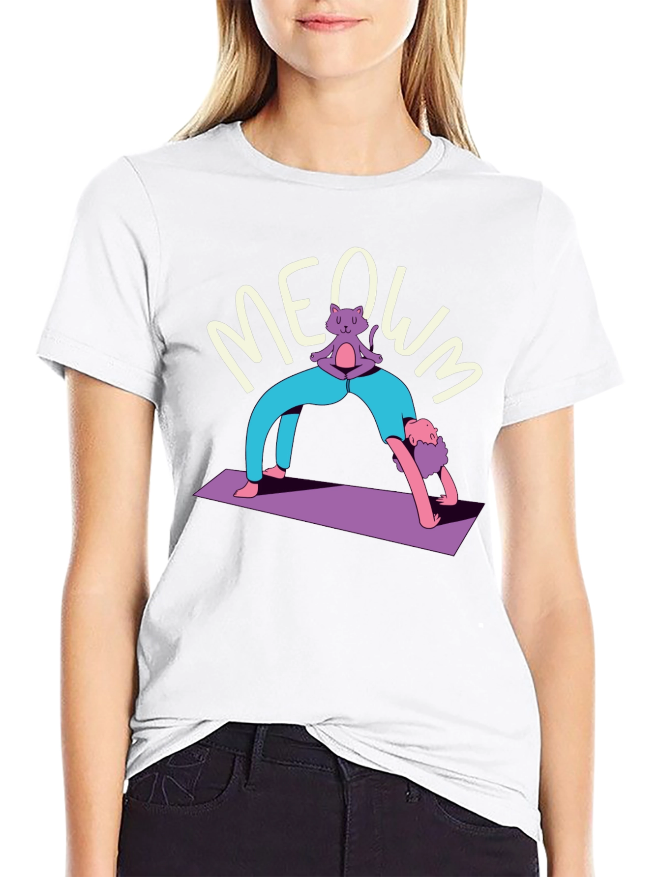 Yoga Cat MEOWM T-Shirt - Funny Workout Tee