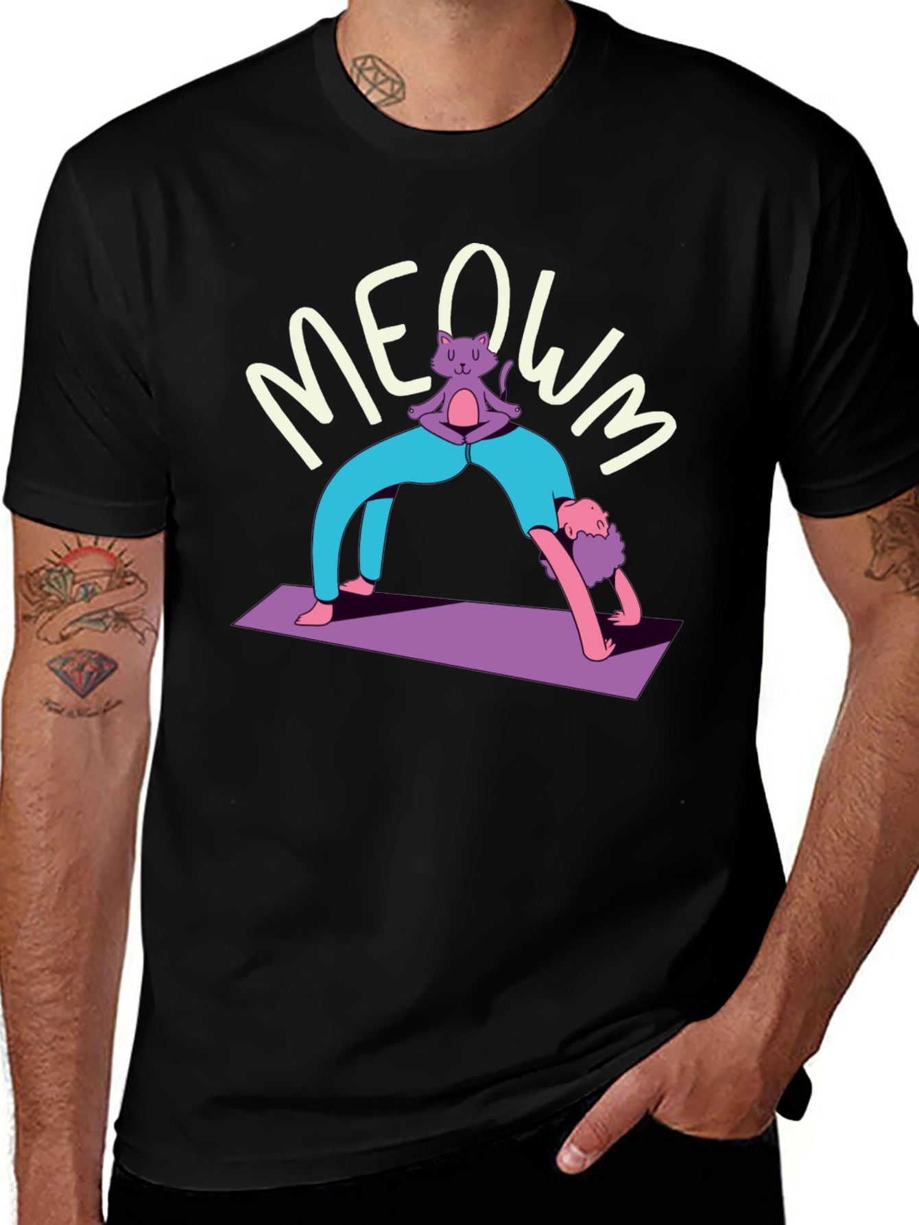 Yoga Cat MEOWM T-Shirt - Funny Workout Tee
