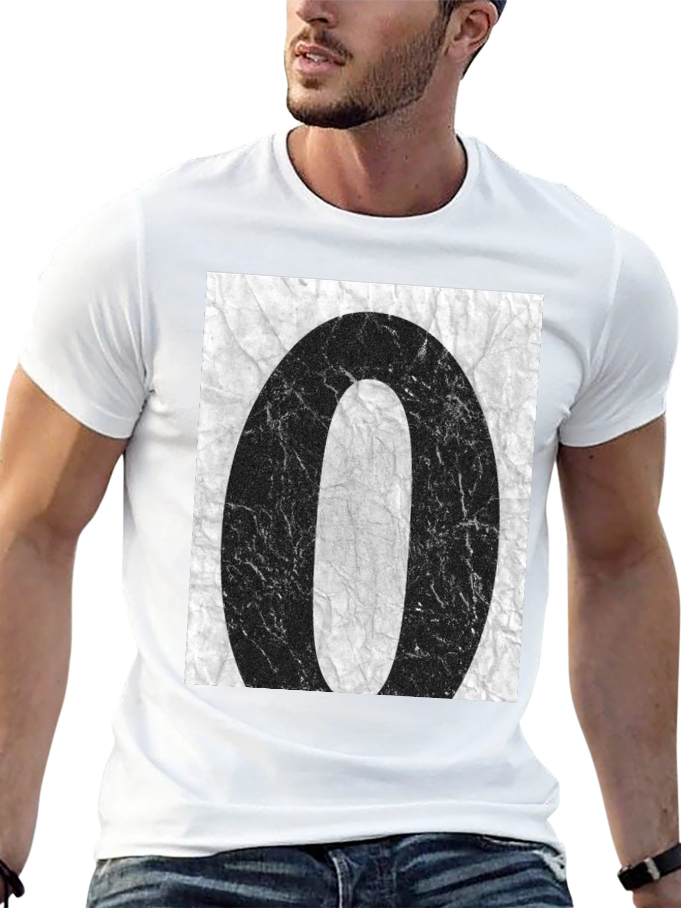 Abstract 0 Graphic Tee - Black Cotton Casual T-Shirt