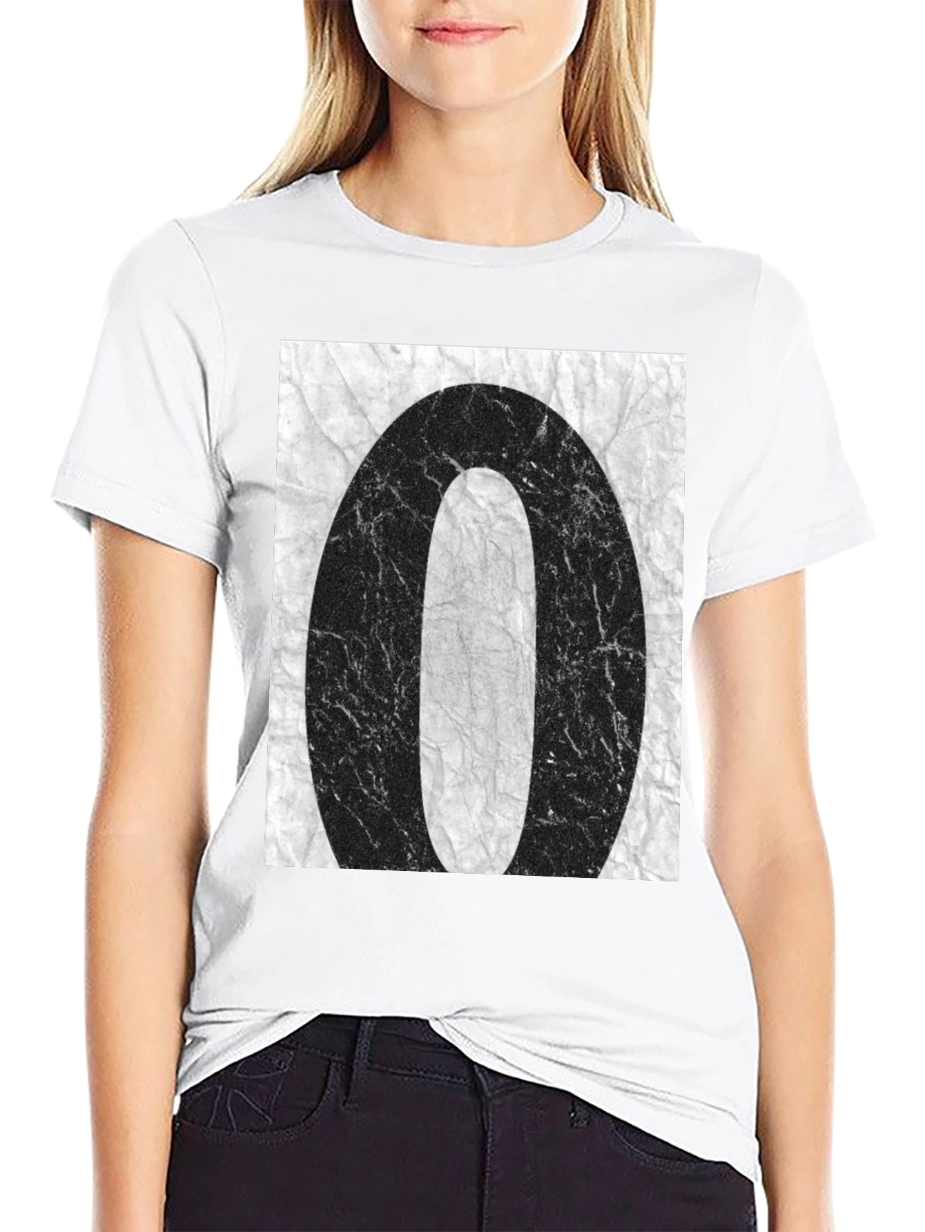 Abstract 0 Graphic Tee - Black Cotton Casual T-Shirt