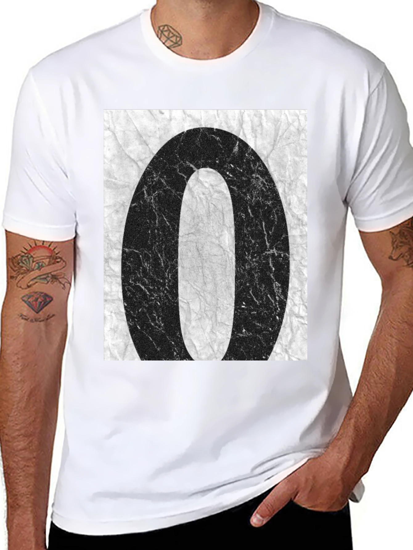 Abstract 0 Graphic Tee - Black Cotton Casual T-Shirt
