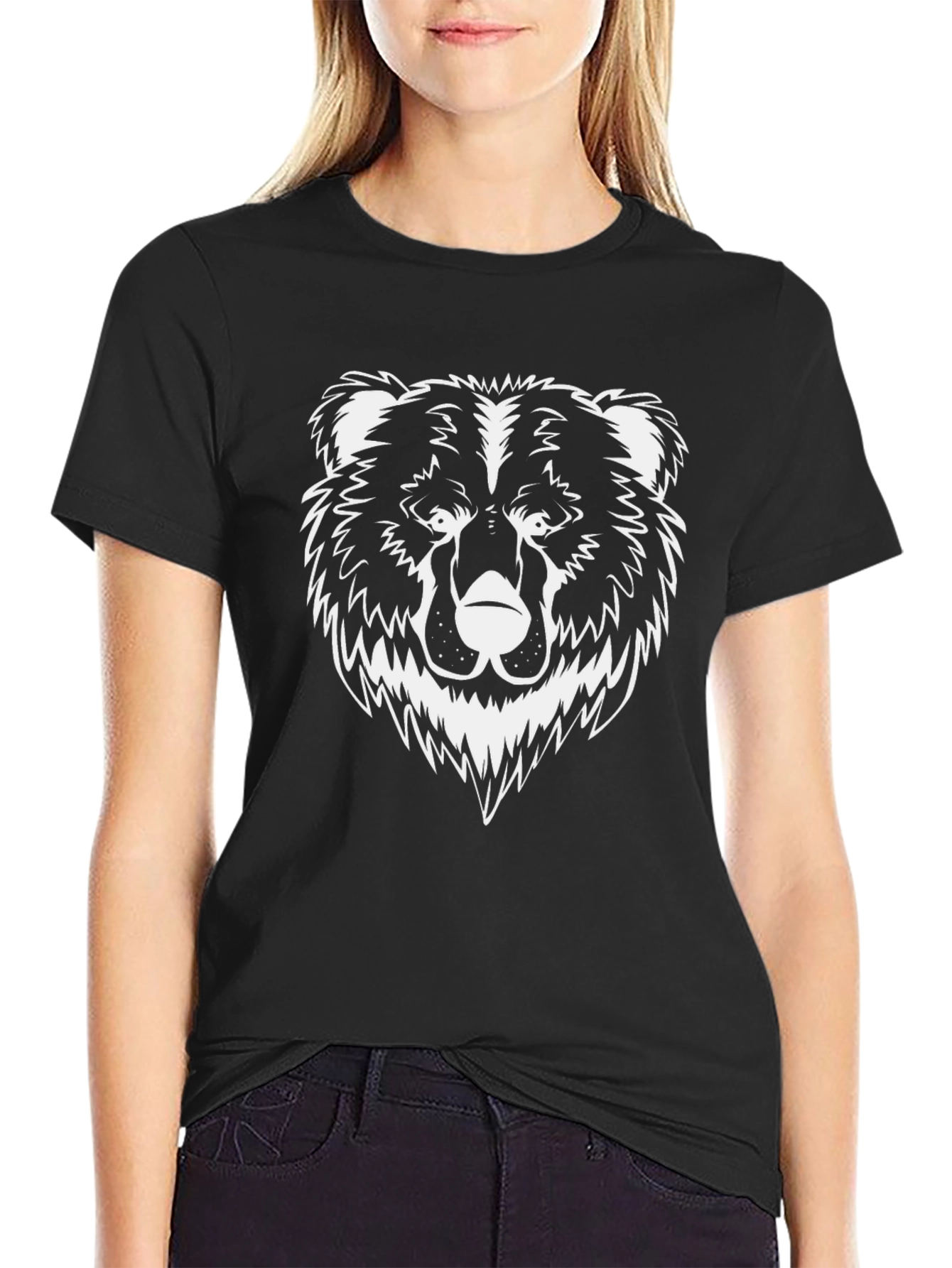 Mens Black T-Shirt - Graphic Bear Design