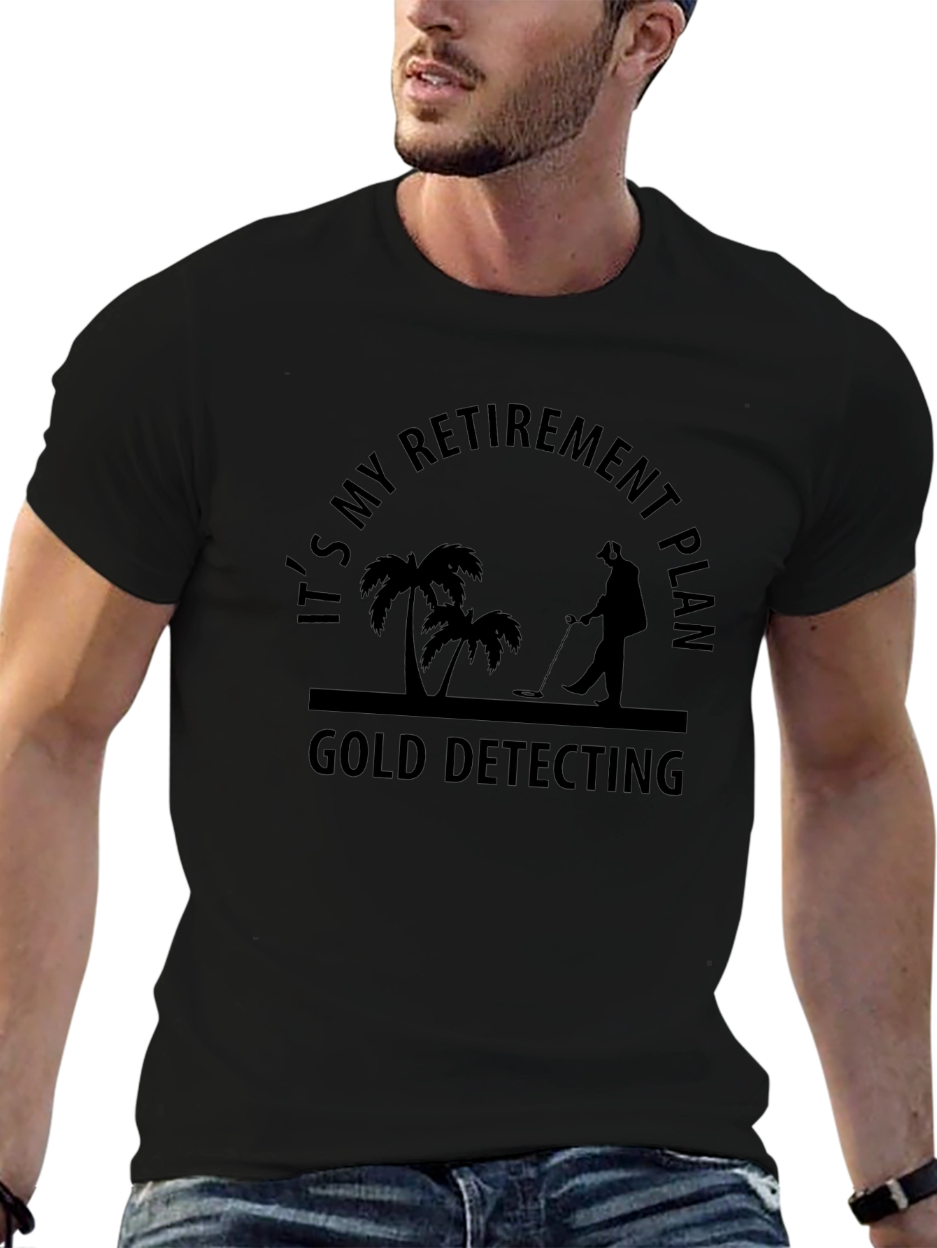 Retirement Gold Detecting Black T-Shirt