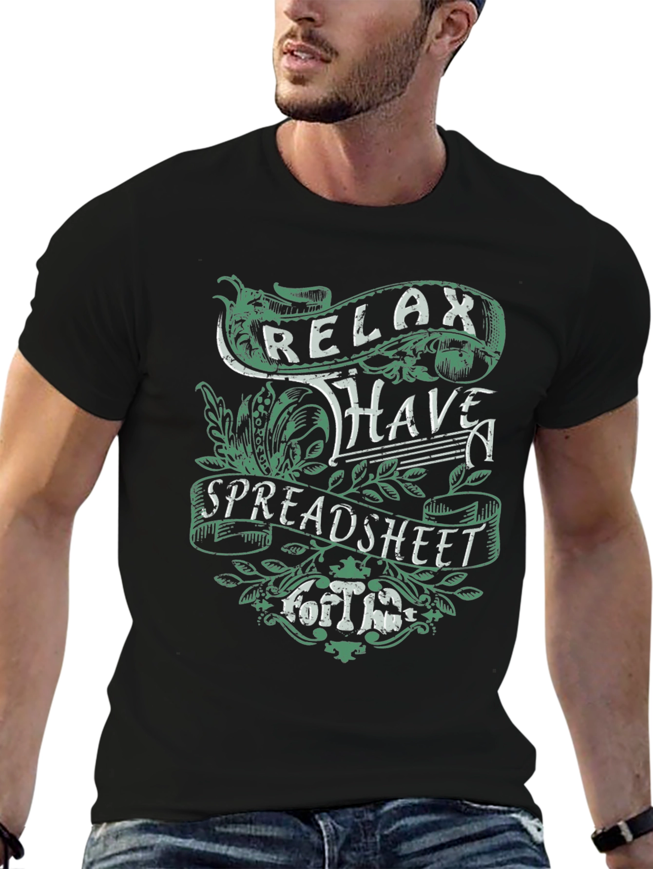 Relax Spreadsheet Graphic T-Shirt Black