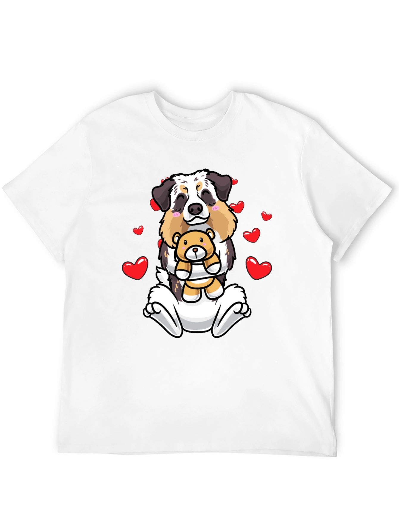 Dog & Teddy Bear Valentines Black T-Shirt