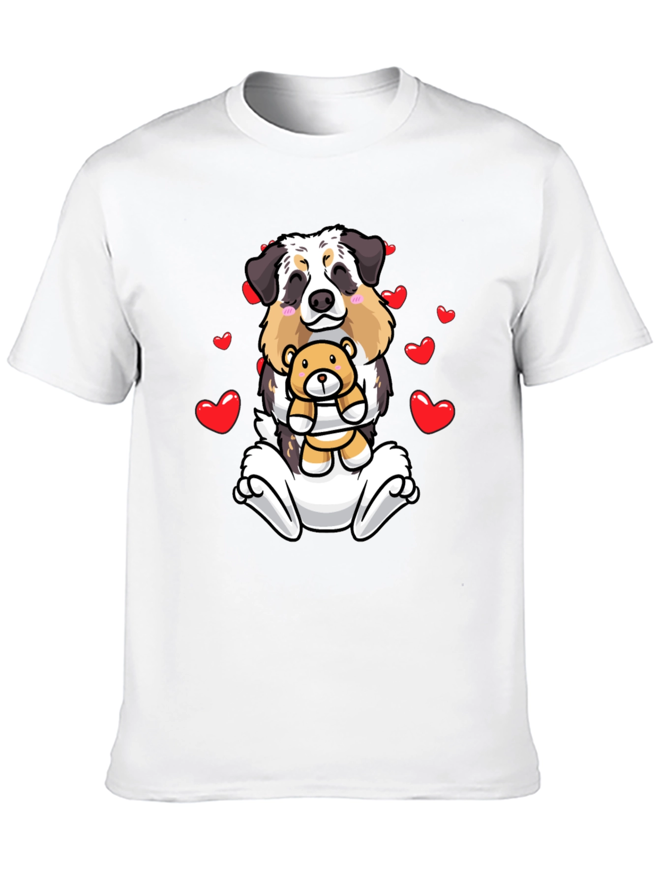 Dog & Teddy Bear Valentines Black T-Shirt