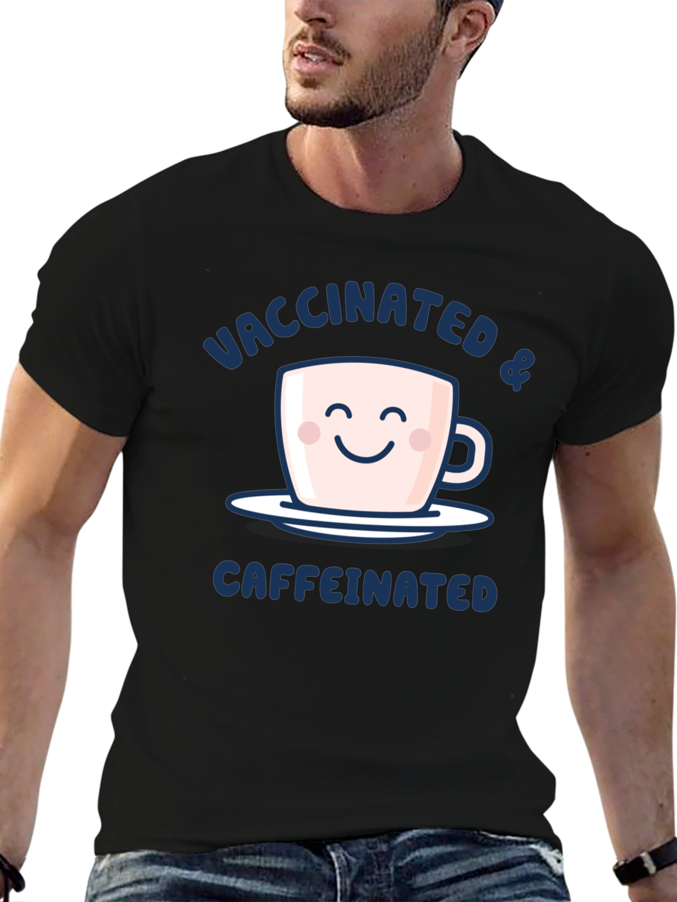 Vaccinated & Caffeinated Graphic Tee - Black