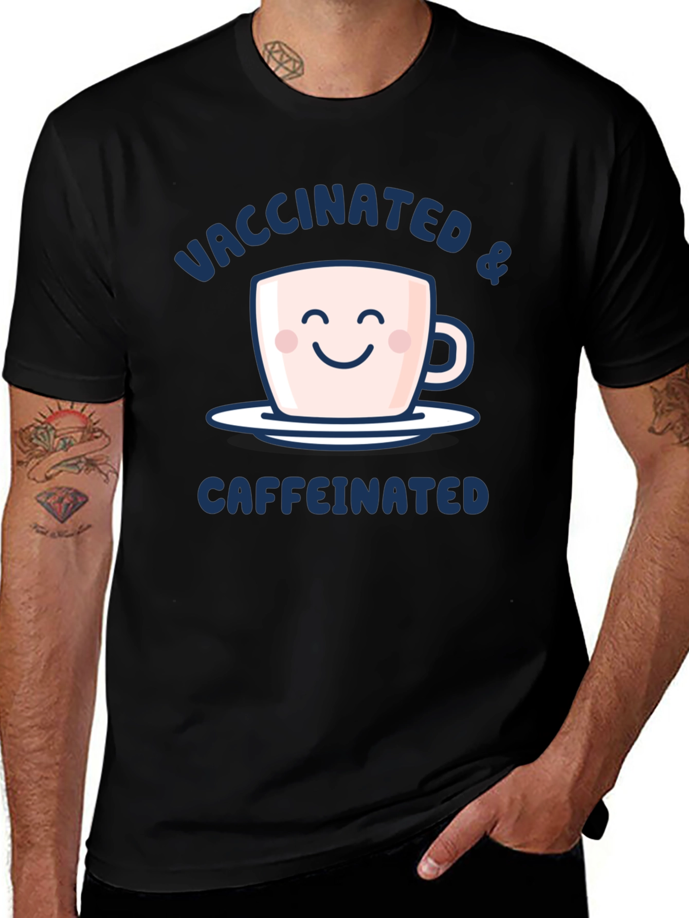 Vaccinated & Caffeinated Graphic Tee - Black