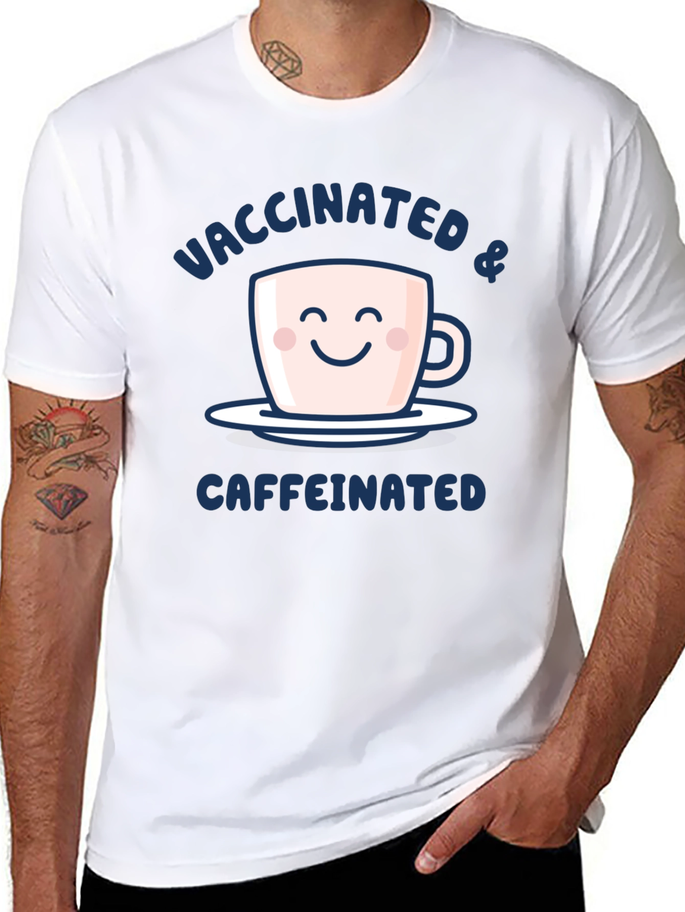 Vaccinated & Caffeinated Graphic Tee - Black