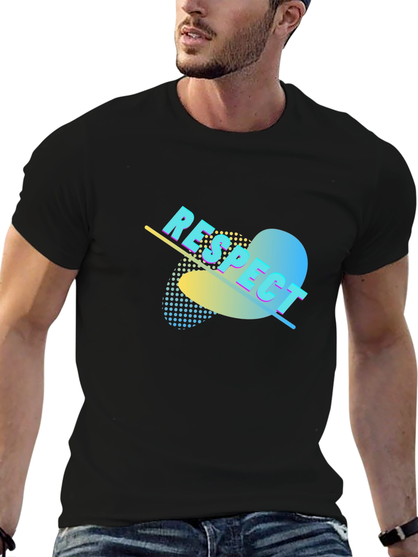 Respect Graphic Print Black T-Shirt