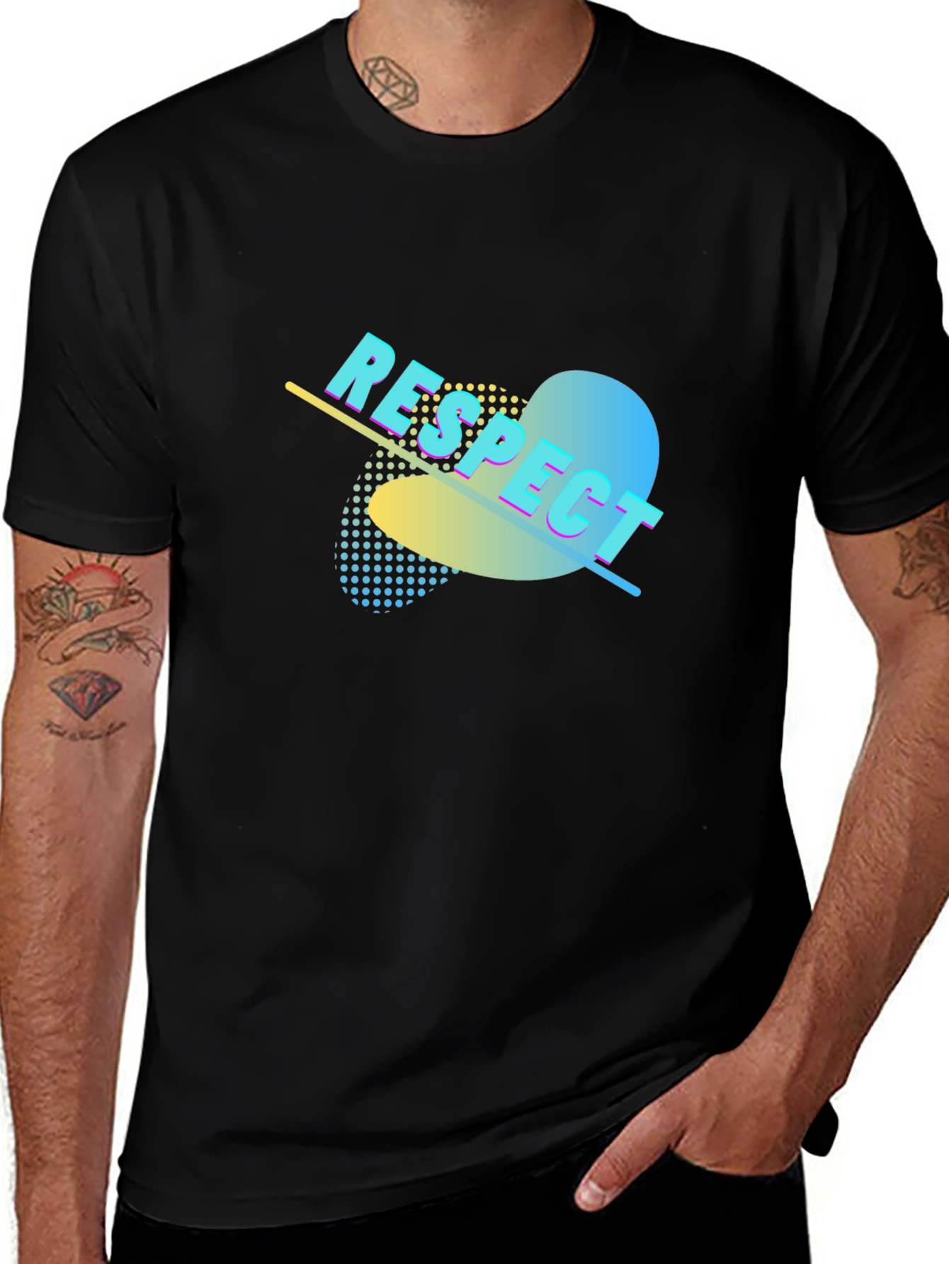 Respect Graphic Print Black T-Shirt