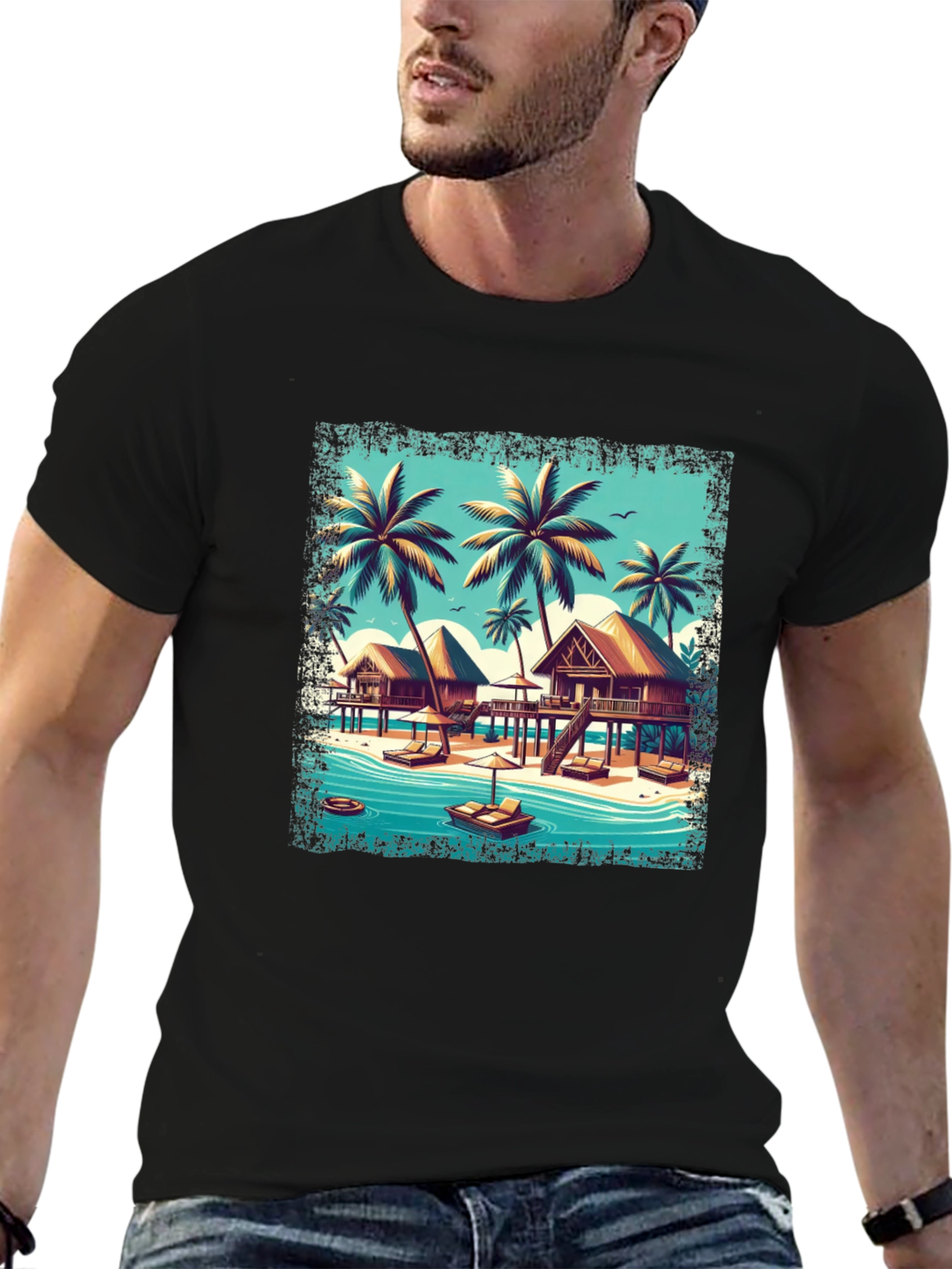 Island Paradise Black T-Shirt