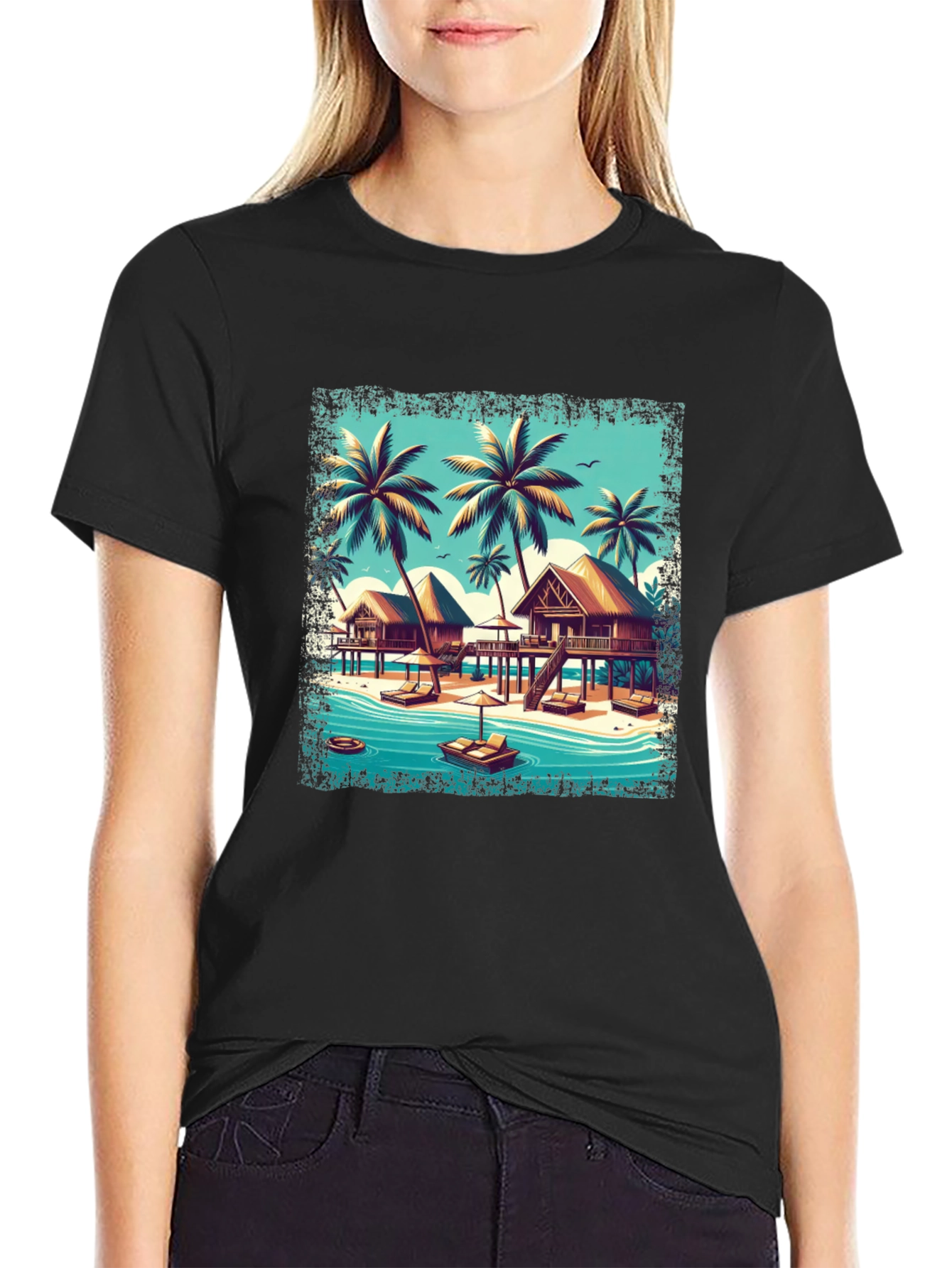 Island Paradise Black T-Shirt