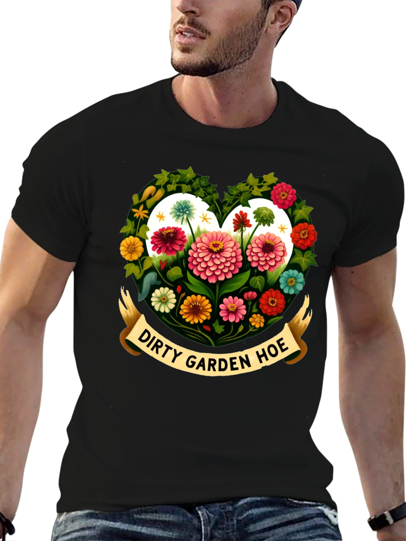 Dirty Garden Hoe Floral Heart T-Shirt