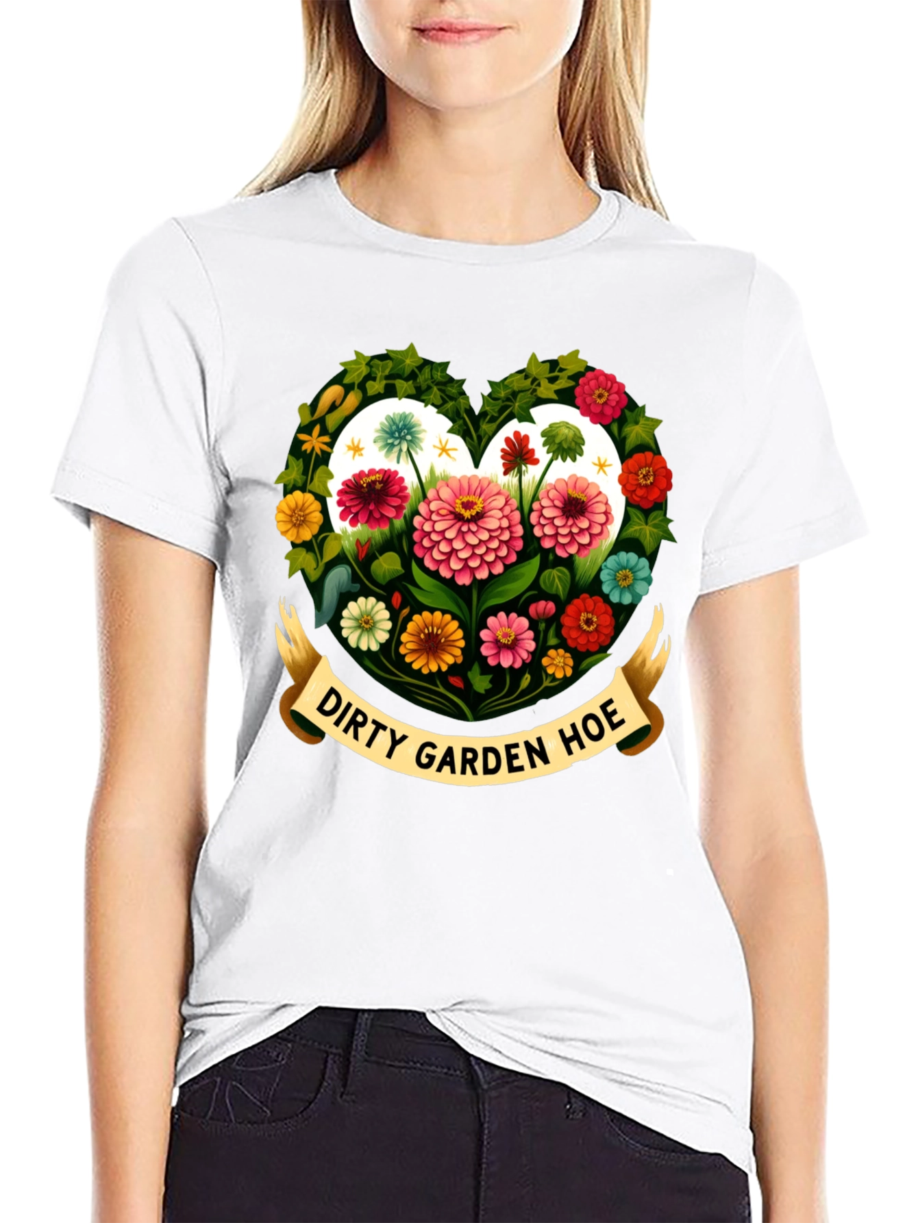 Dirty Garden Hoe Floral Heart T-Shirt