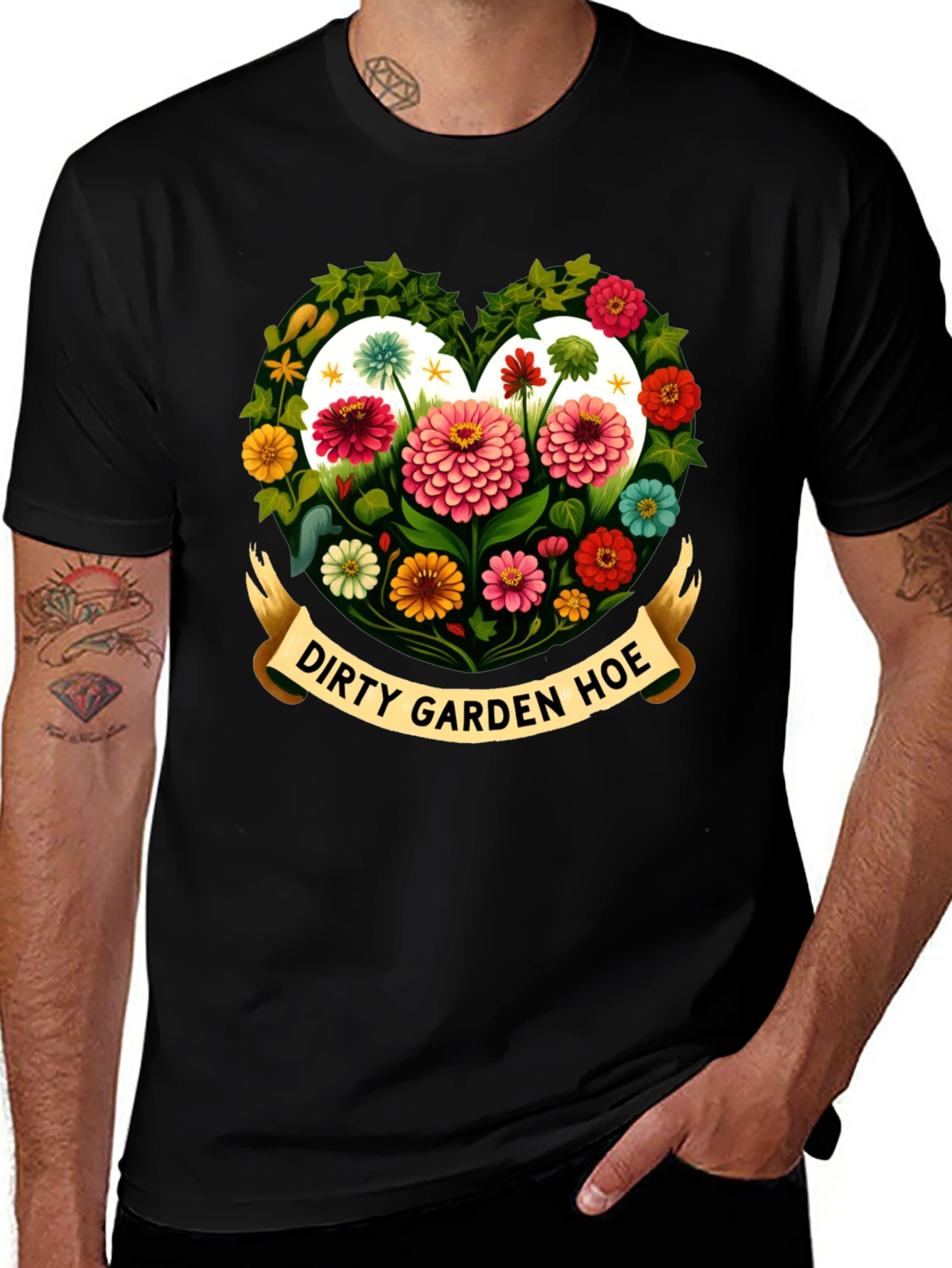Dirty Garden Hoe Floral Heart T-Shirt