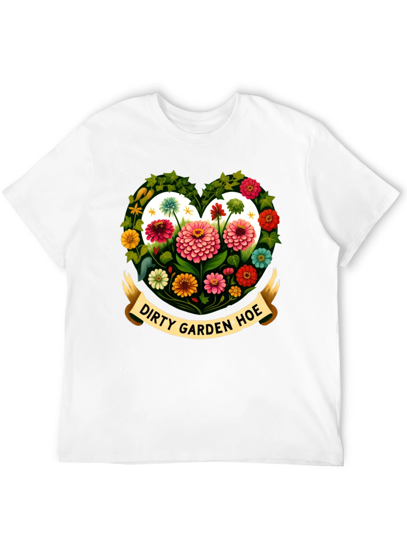 Dirty Garden Hoe Floral Heart T-Shirt