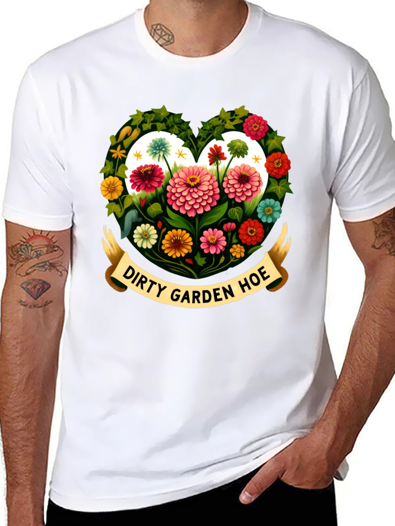 Dirty Garden Hoe Floral Heart T-Shirt