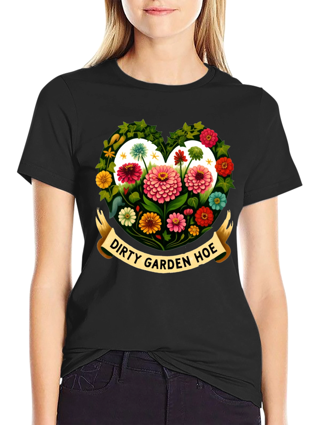 Dirty Garden Hoe Floral Heart T-Shirt