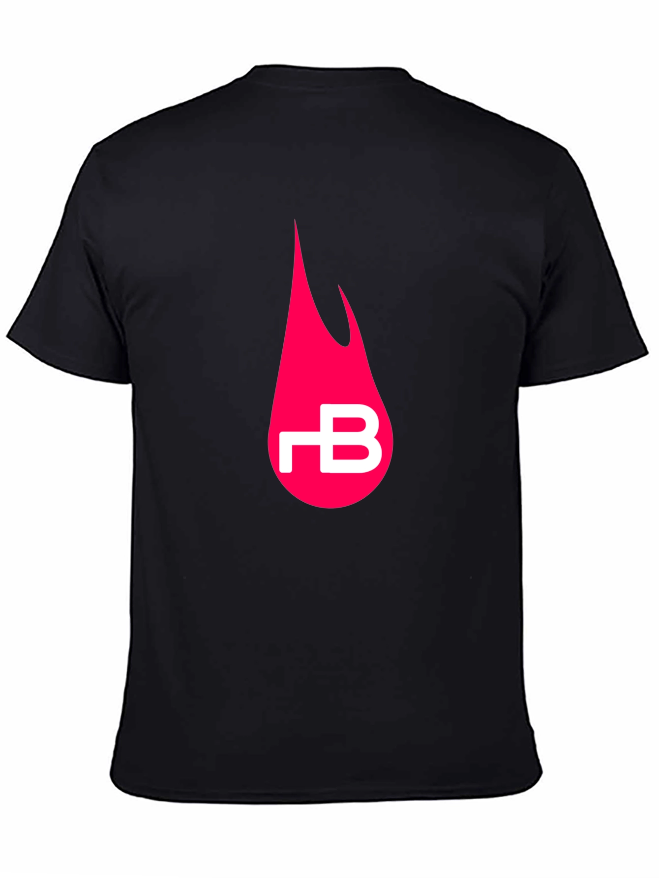 Black T-Shirt with Pink Flame Logo
