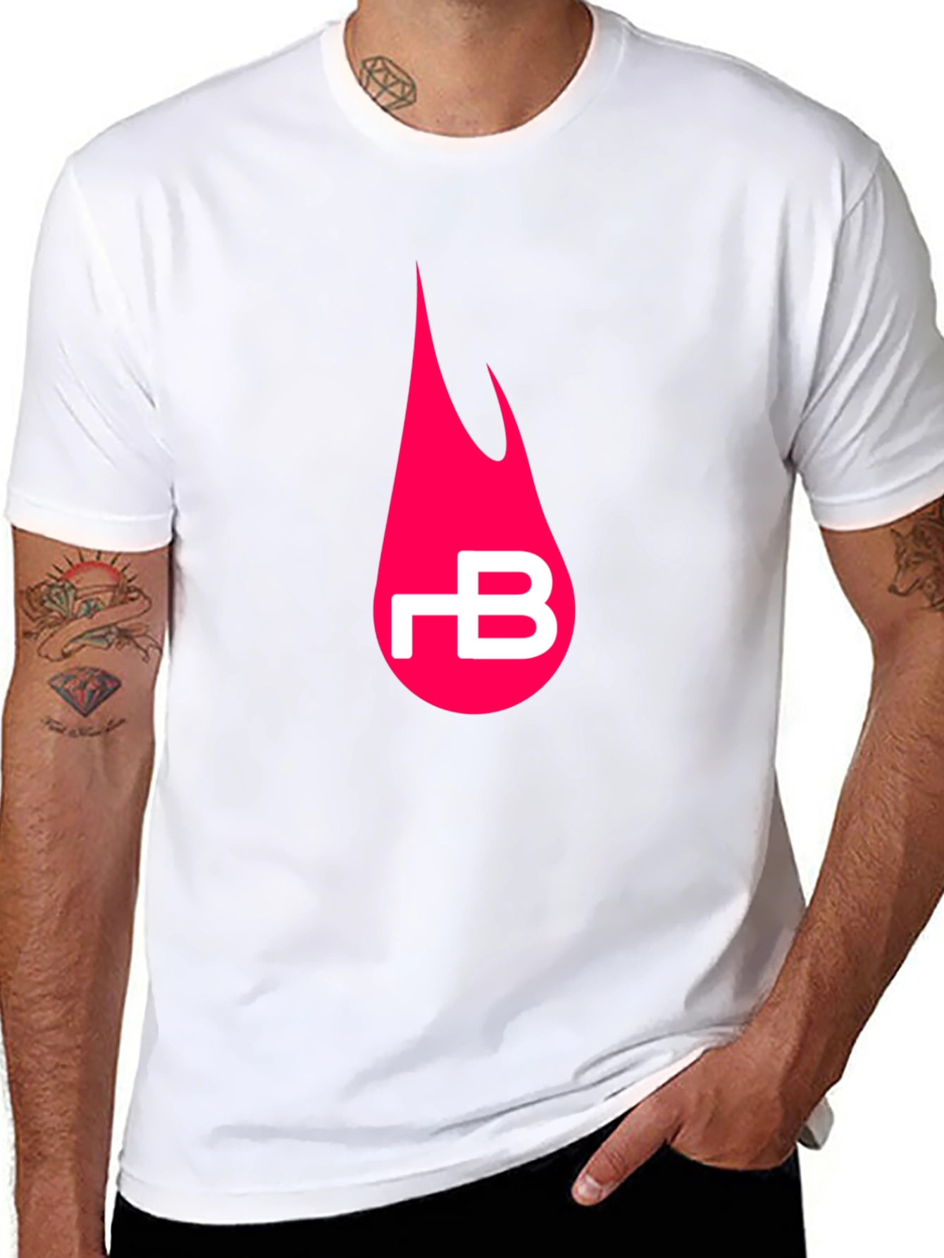 Black T-Shirt with Pink Flame Logo