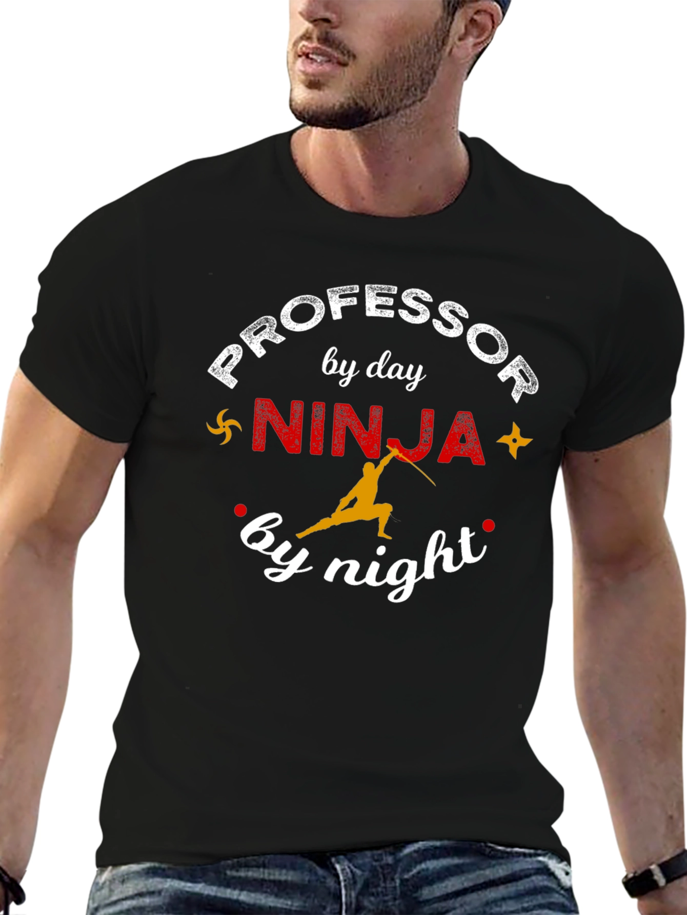Professor by Day Ninja by Night Black T-Shirt