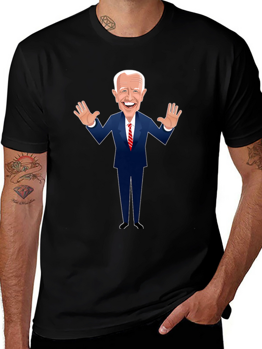 Biden Cartoon Graphic Tee - Black