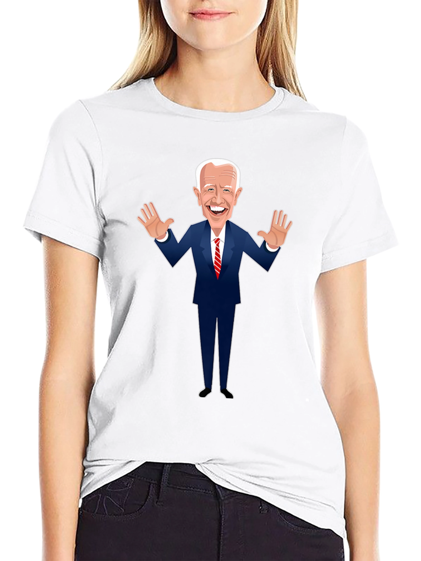 Biden Cartoon Graphic Tee - Black
