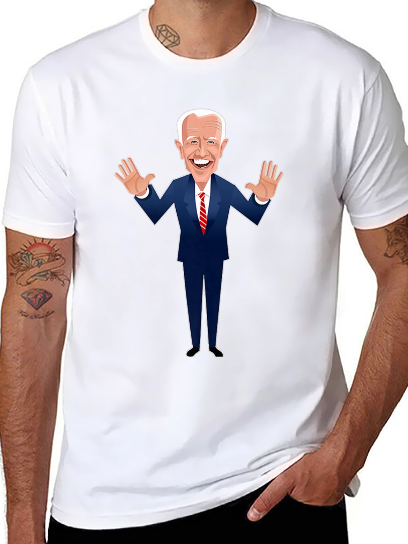 Biden Cartoon Graphic Tee - Black