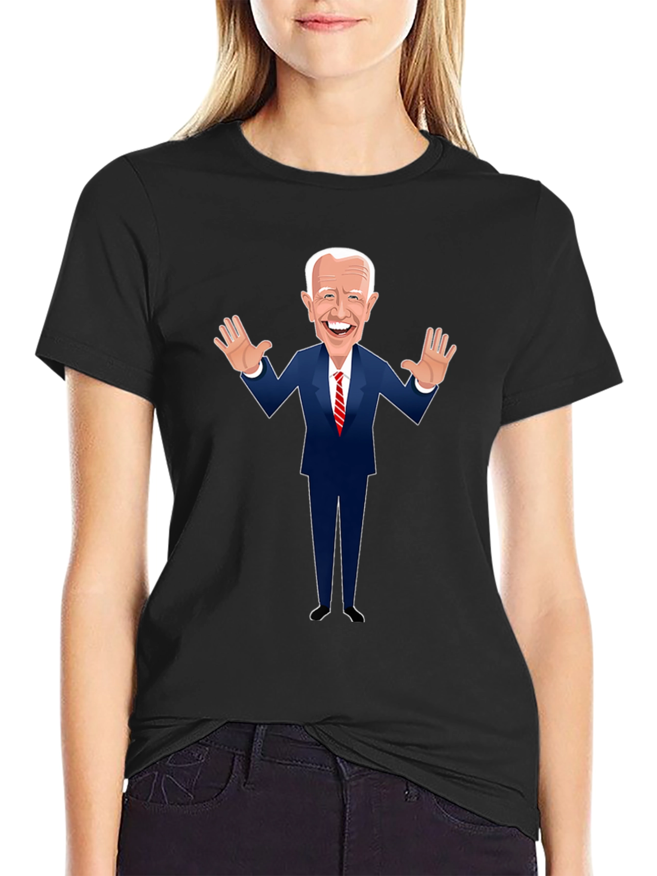 Biden Cartoon Graphic Tee - Black