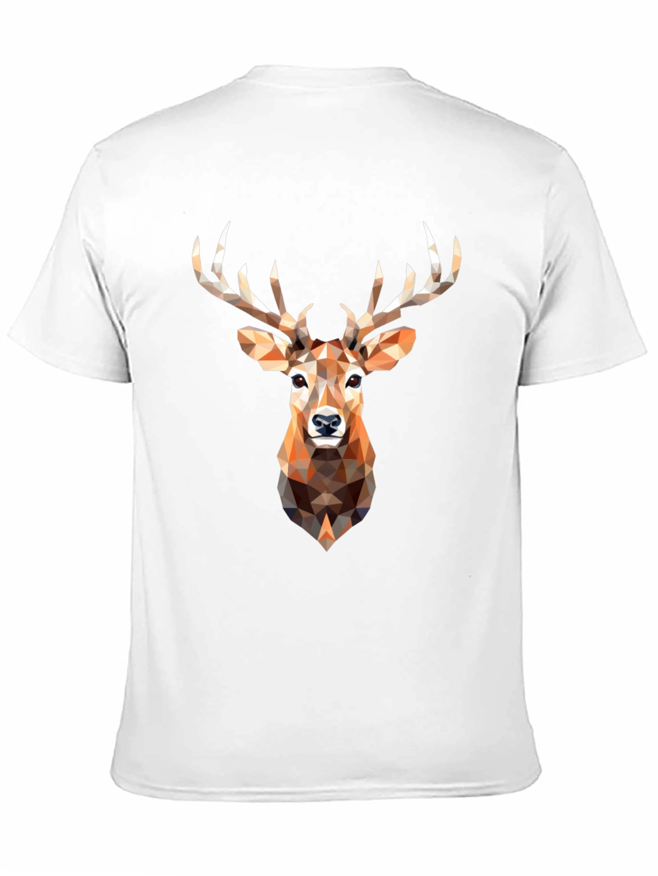 Geometric Deer Head Graphic Print Black T-Shirt